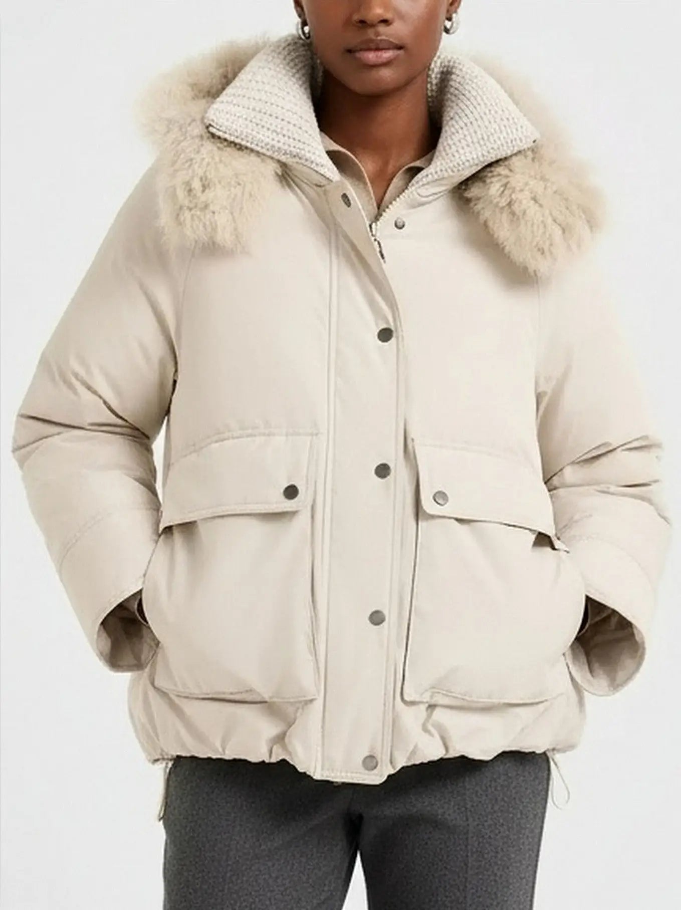 Faux-Fur Trim Hooded Puffer Jacket - Jackets
