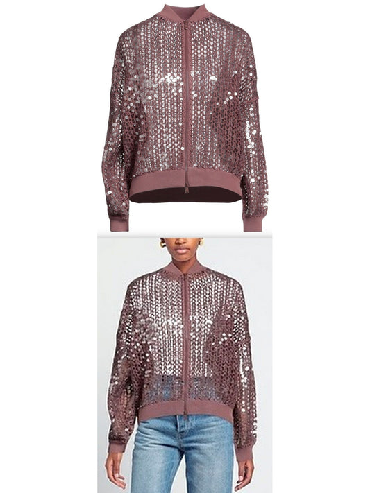 Fishnet Sequin Zip-Up Cardigan - Branna Couture