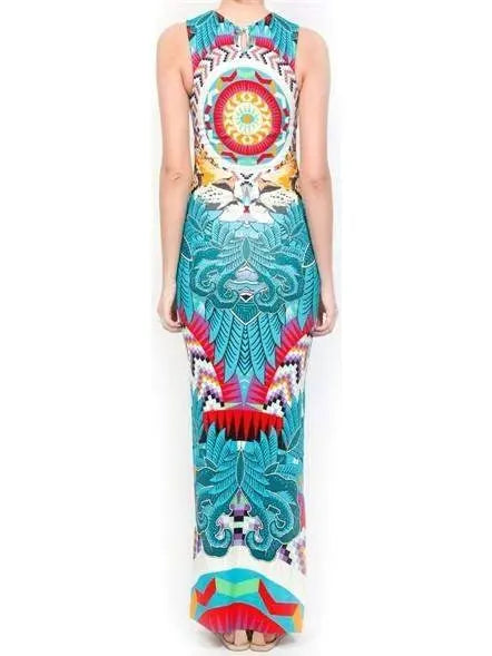 Fitted Column Jersey Silk Strapless Printed Long Dress - Branna Couture