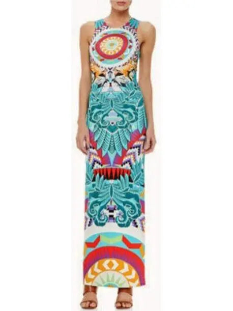 Fitted Column Jersey Silk Strapless Printed Long Dress - Branna Couture