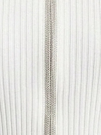 Fitted Ribbed Knit Cardigan with Beaded Zip Trim - Sweaters & Knitwear