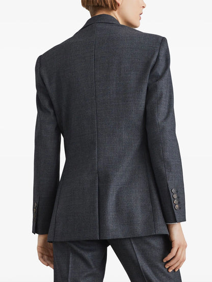 Floral-Appliqué Single-Breasted Blazer in Grey Branna Couture