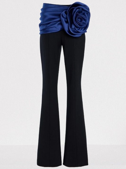 Floral-Corsage Detail Bootcut Pants - Small - Jeans & Pants