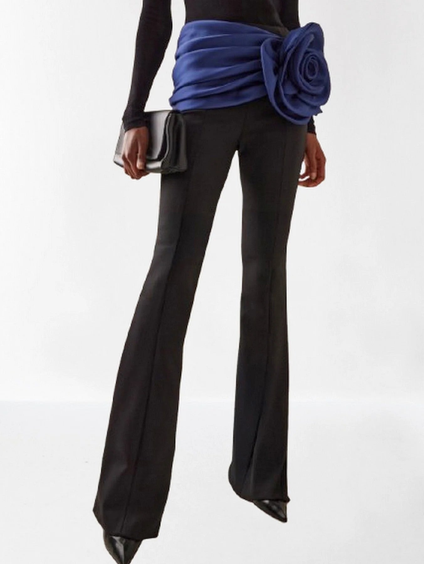 Floral-Corsage Detail Bootcut Pants - Jeans & Pants