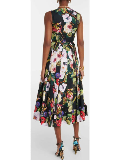 Floral Cotton Midi Dress - Branna Couture