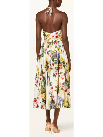 Floral Cotton Poplin Midi Dress - Branna Couture