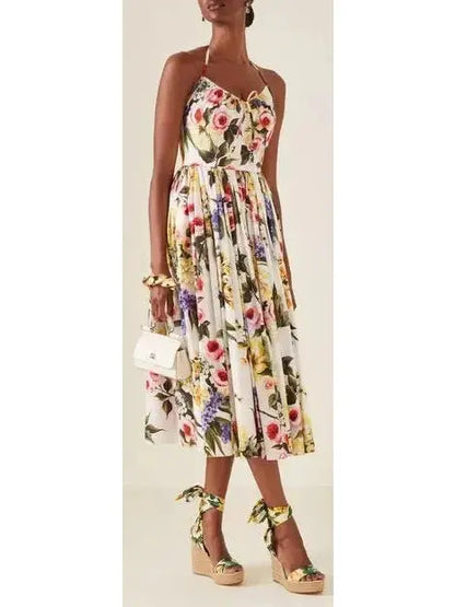 Floral Cotton Poplin Midi Dress - Branna Couture