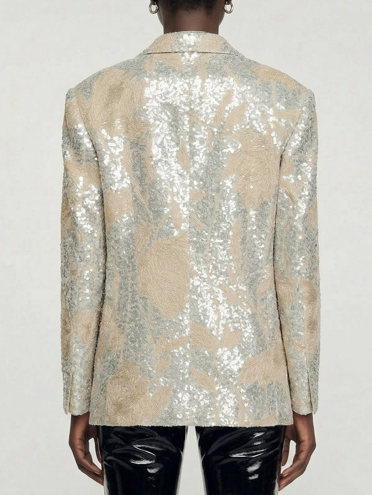 Floral-Embroidered Sequin-Embellished Linen Jacket