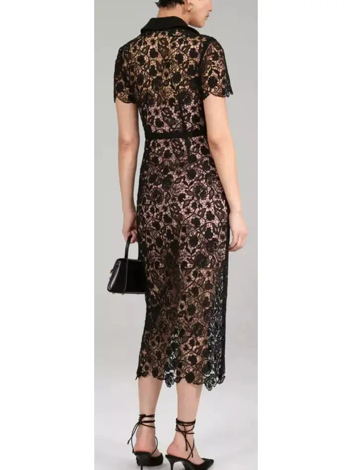 Floral Lace Midi Dress - Branna Couture