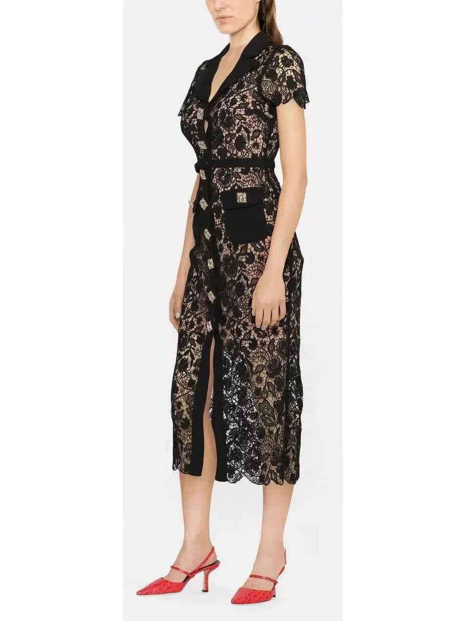 Floral Lace Midi Dress - Branna Couture