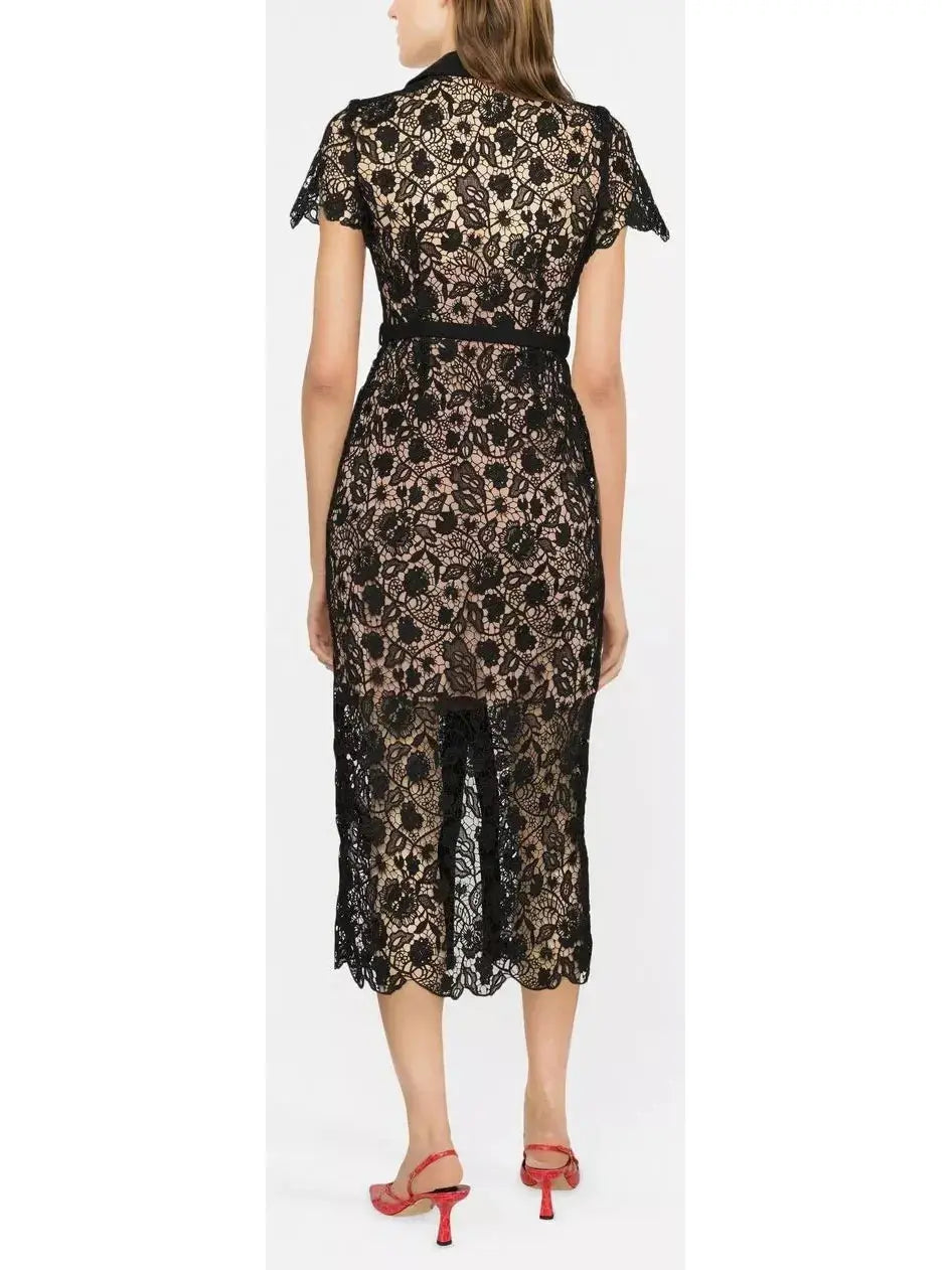 Floral Lace Midi Dress - Branna Couture