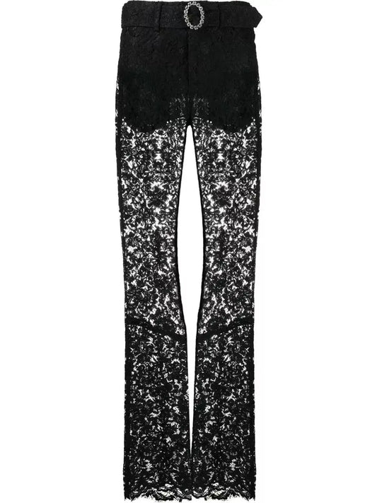 Floral Lace Pants, Black - Branna Couture