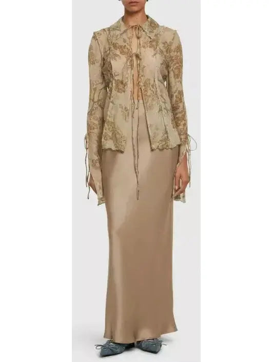 Floral-Print Semi-Sheer Shirt - Branna Couture