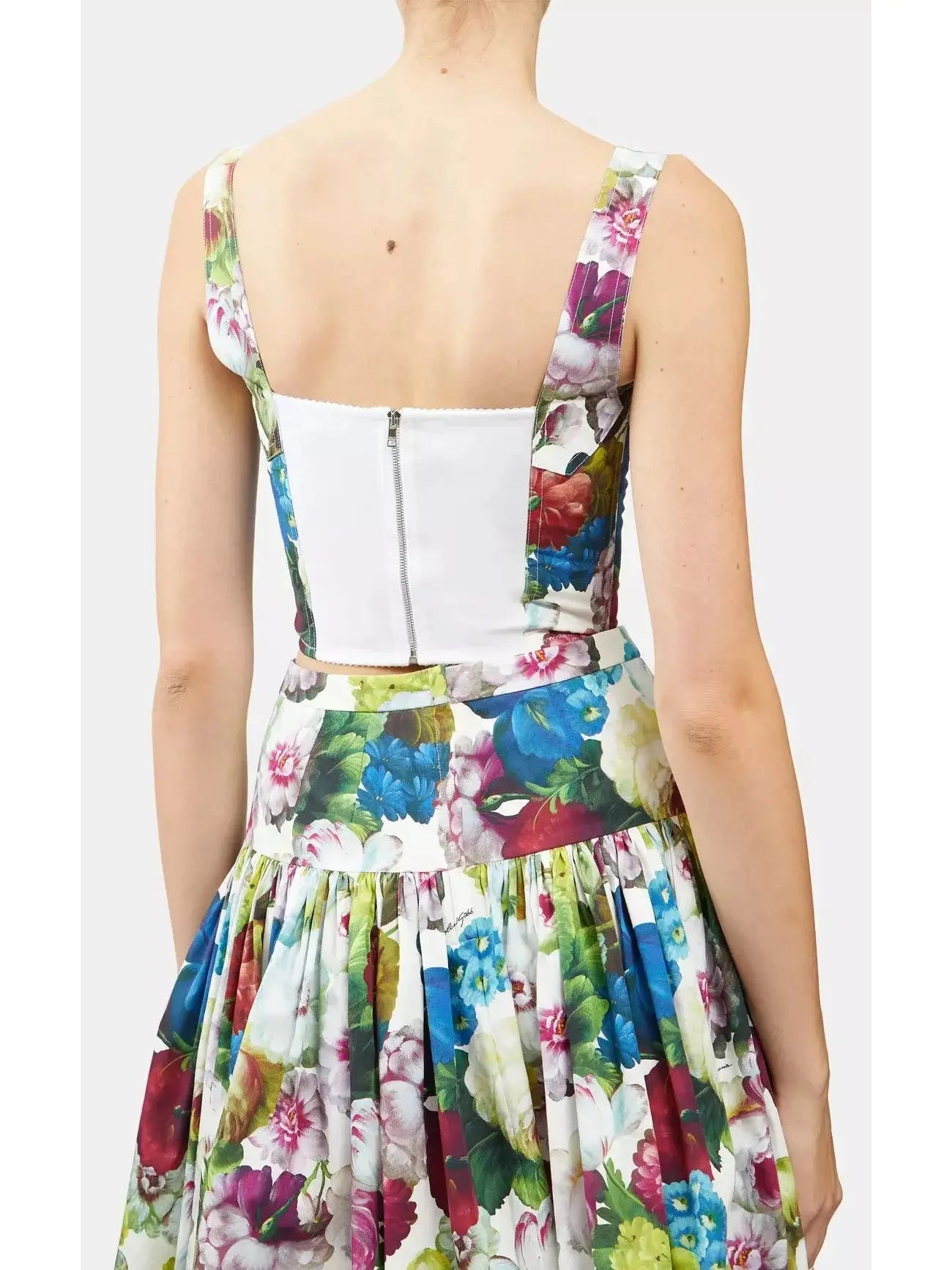 Floral-Print Sleeveless Crop Corset Top and Mini Skirt Set - Branna Couture