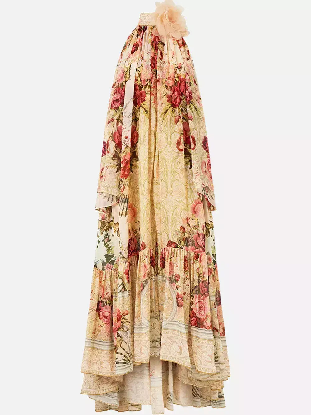 Floral-Print Cold-Shoulder Silk Dress - Dresses