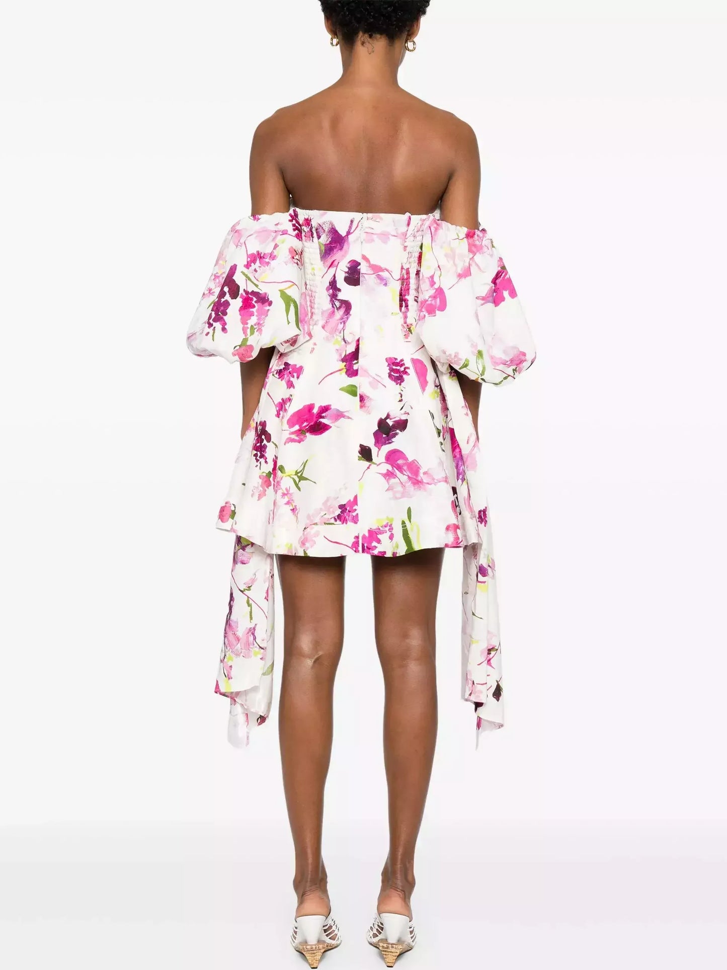 Floral-Print Off-Shoulder Puff-Sleeve Mini Dress - Dresses