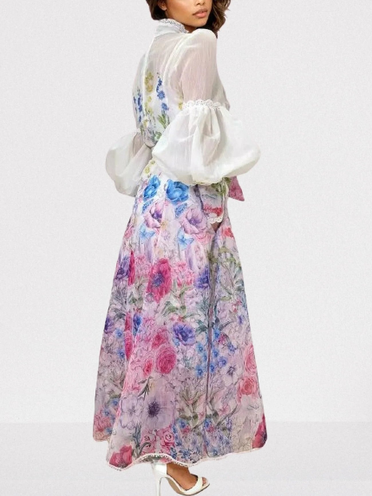 Floral-Print Vintage-Style Maxi Dress - Dresses