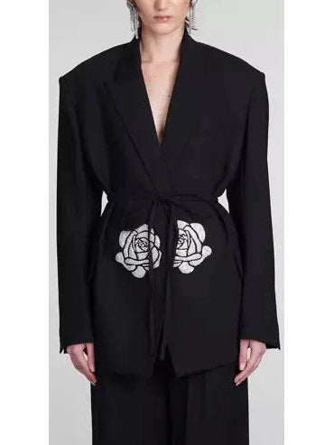 Floral Sequin Patch Embroidered Blazer - Branna Couture