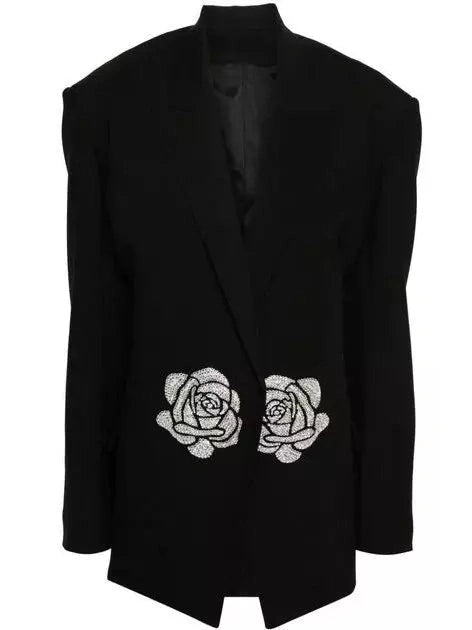 Floral Sequin Patch Embroidered Blazer - Branna Couture