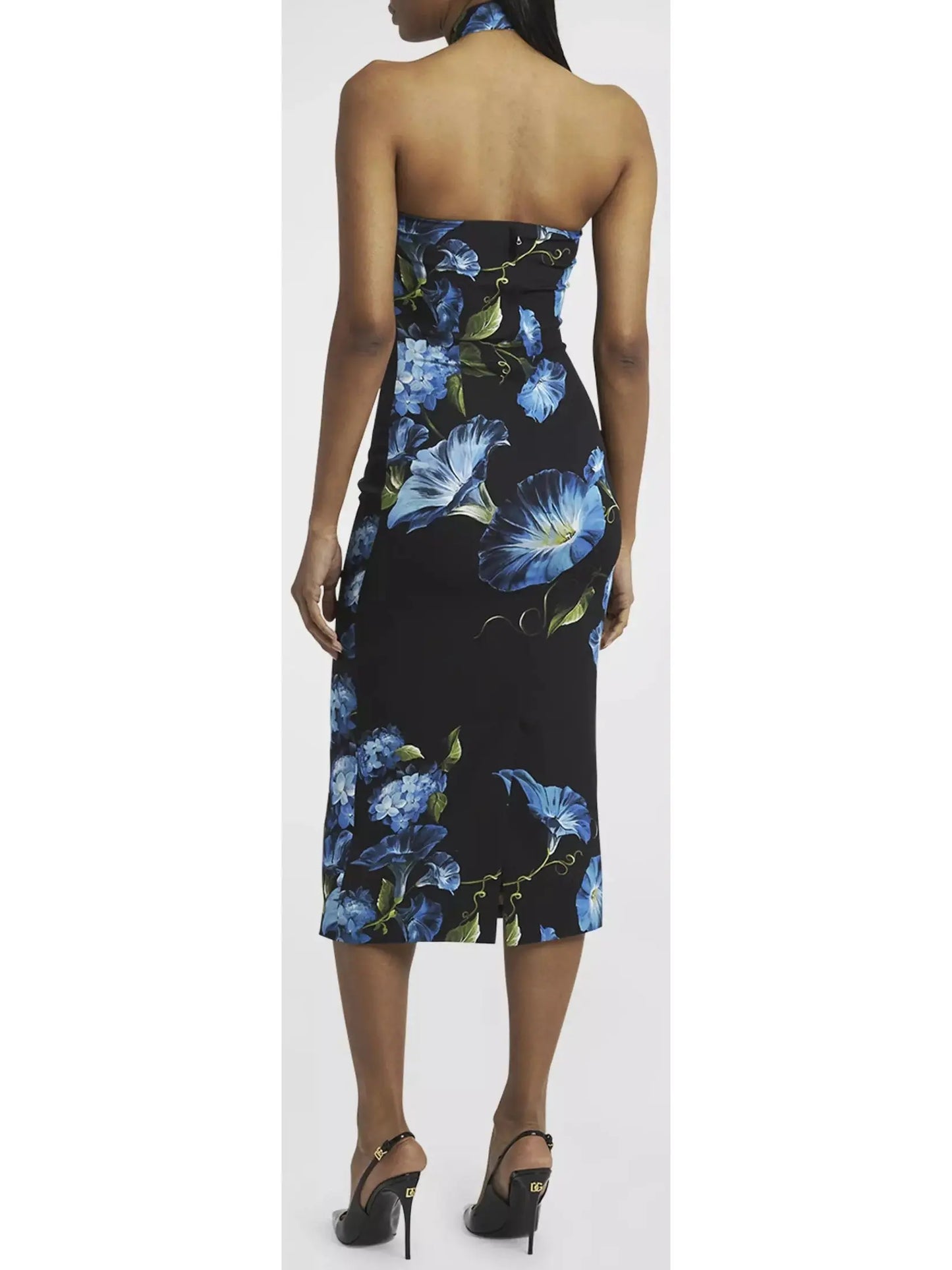 Floral Silk Crossover-Strap Charmeuse Dress - Branna Couture