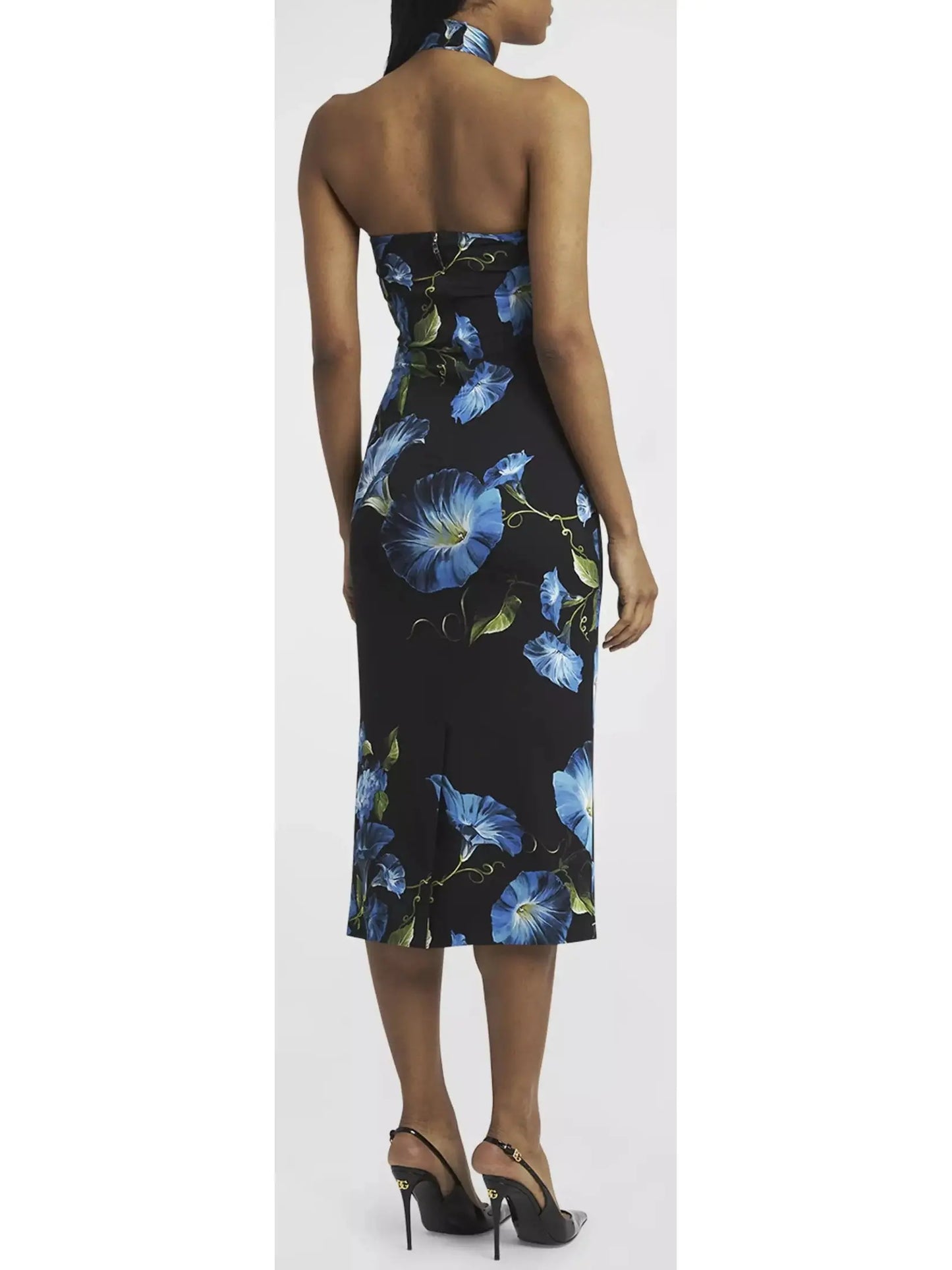 Floral Silk Crossover-Strap Charmeuse Dress - Branna Couture