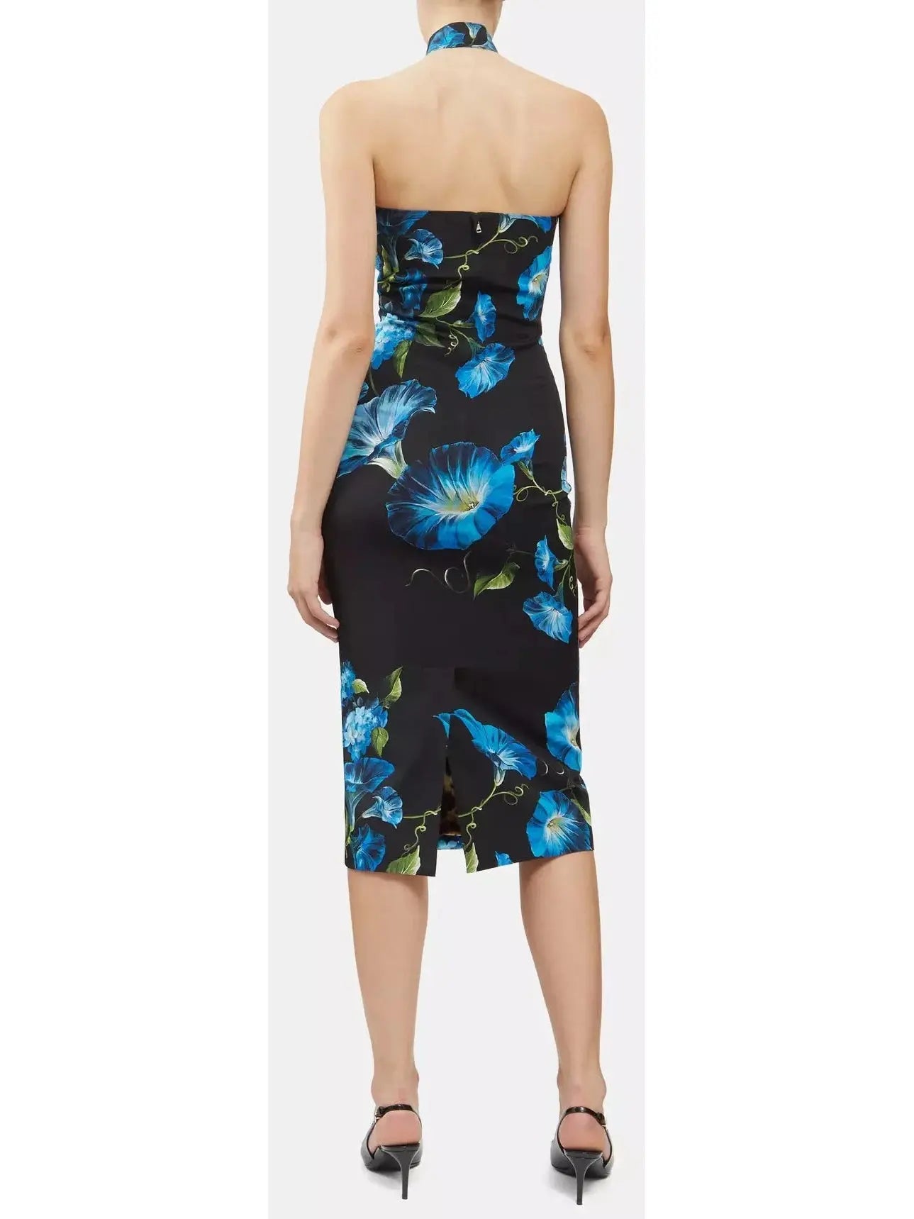 Floral Silk Crossover-Strap Charmeuse Dress - Branna Couture