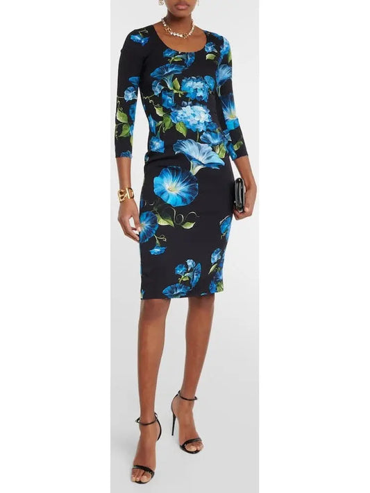 Floral Silk Midi Dress - Branna Couture