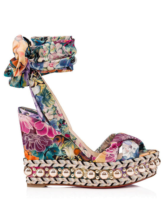 Women’s Floral Wrap-Around Wedge Sandals with Bead Embellishments Branna Couture