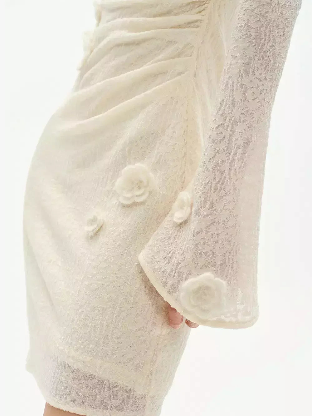 Floral Appliqued Wool-Blend Mini Dress - Dresses
