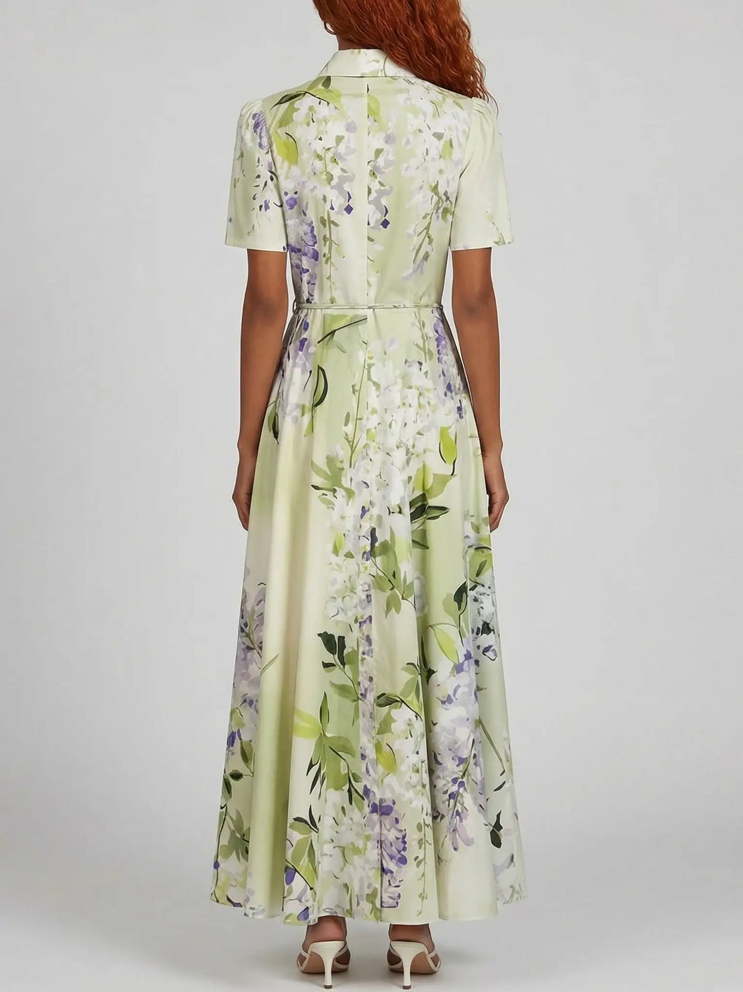 Floral Belted Short-Sleeve A-Line Dress - Dresses