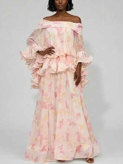Camellia Print Chiffon Max Dress - Dresses