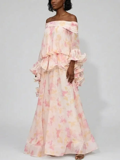 Camellia Print Chiffon Max Dress - Dresses