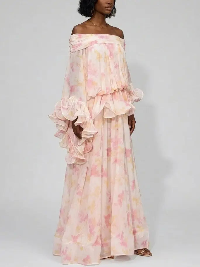 Camellia Print Chiffon Max Dress - Dresses