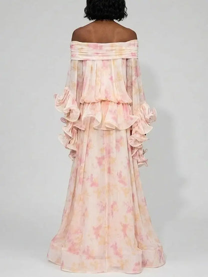 Camellia Print Chiffon Max Dress - Dresses