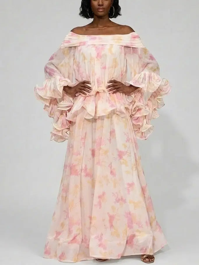 Camellia Print Chiffon Max Dress - Dresses