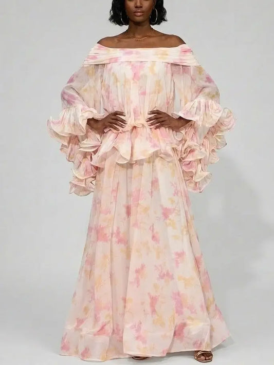 Camellia Print Chiffon Max Dress - Dresses