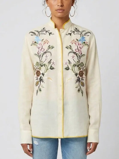Floral-Print Semi-Sheer Shirt - Tops