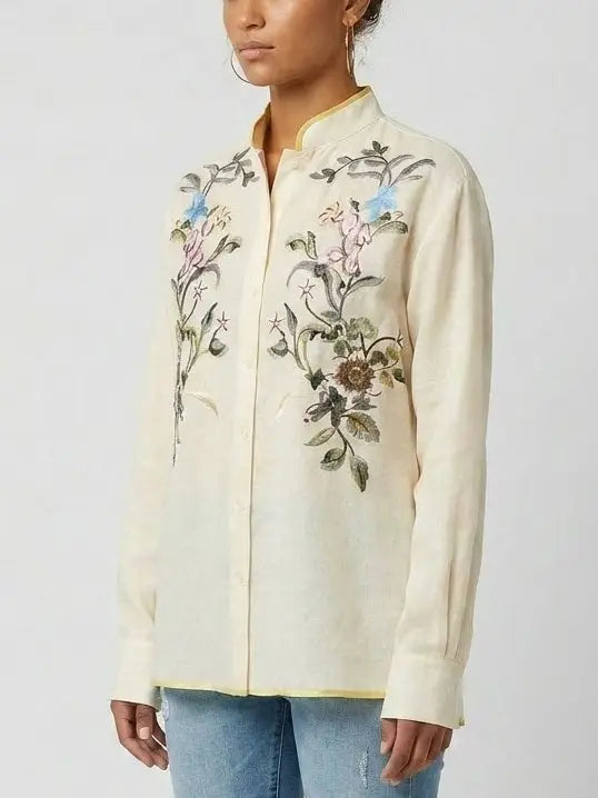 Floral-Print Semi-Sheer Shirt - Tops