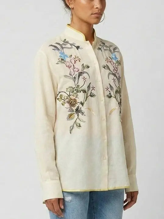 Floral-Print Semi-Sheer Shirt - Tops