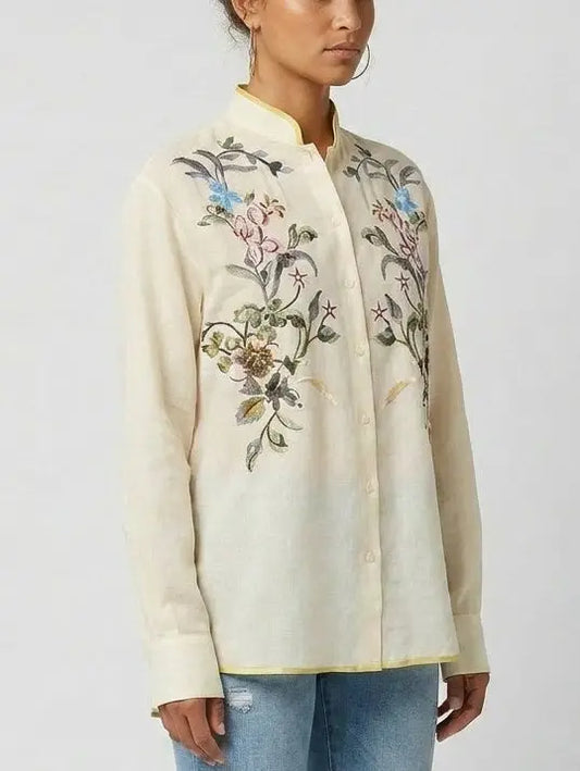 Floral-Print Semi-Sheer Shirt - Tops