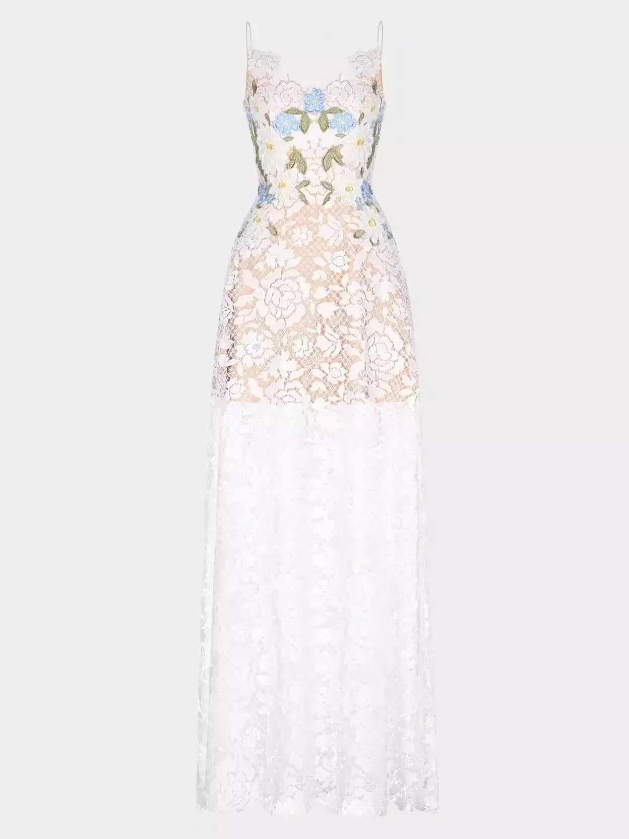 Floral Lace Sleeveless Maxi Dress - Dresses