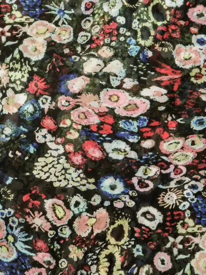 Floral Pleated Loose Maxi Dress with Smocking - Dresses
