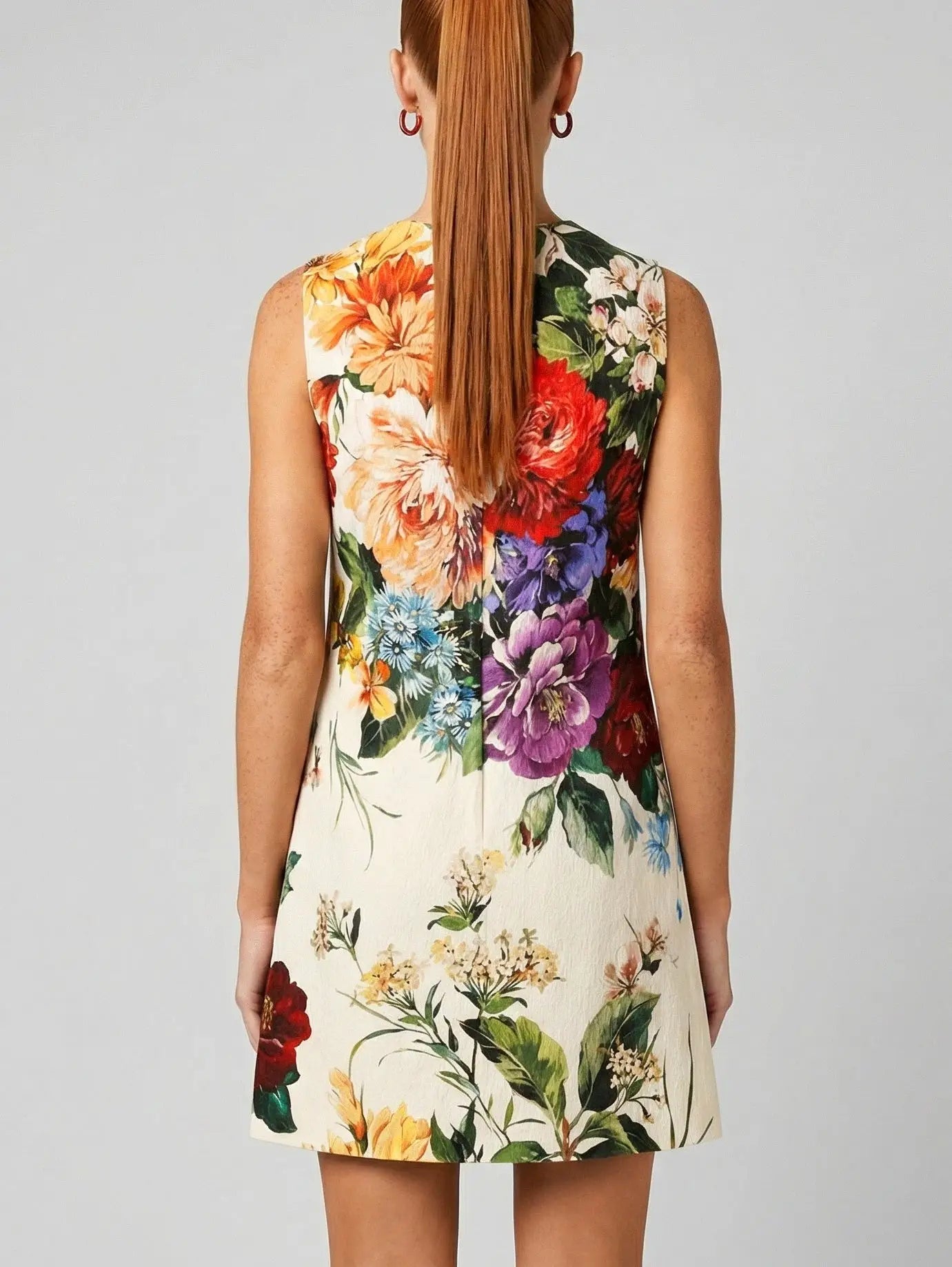 Floral Print Mini Dress with Bow Detail - Dresses