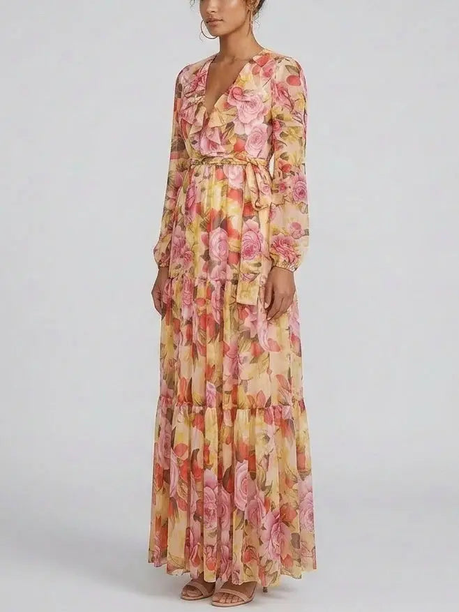 Floral-Print Silk Maxi Dress - Dresses