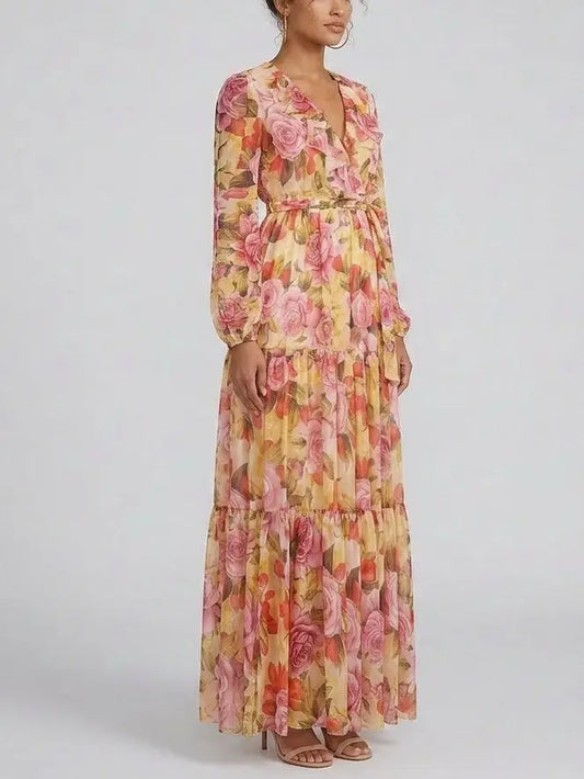 Floral-Print Silk Maxi Dress - Dresses
