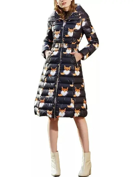 Fox Printed Down Coat - Branna Couture