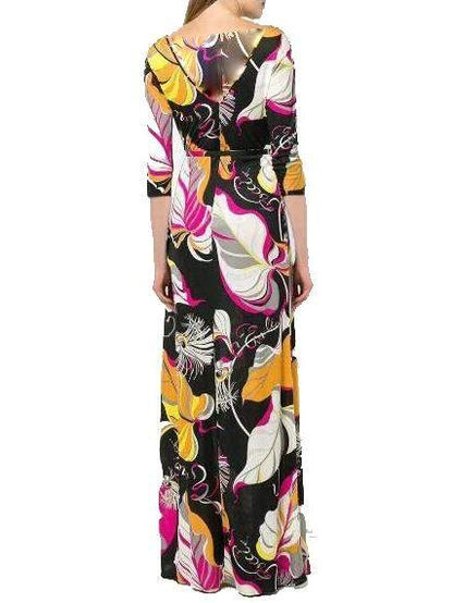 Frida Print Long Silk Dress - Branna Couture