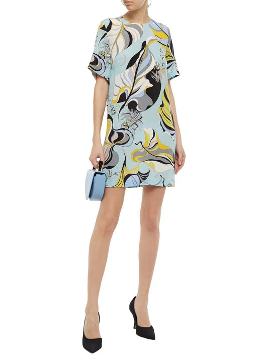 Frida Print Silk Mini Dress - Branna Couture