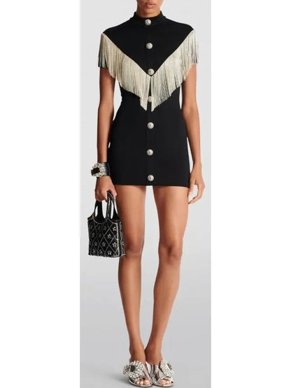 Fringe-Trim Mini Dress - Branna Couture