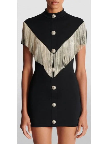 Fringe-Trim Mini Dress - Branna Couture